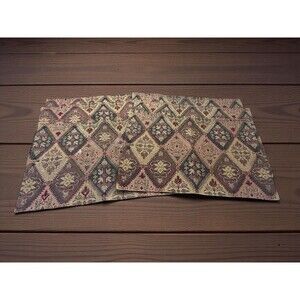 Set Of 8 Pier One Tapestry Placemats Multicolor Beaded Vintage Boho Satin Backed